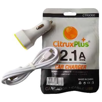 CARGADOR CARRO CITRUX PLUGIN 2.1AMP 2 EN 1 CTRX300