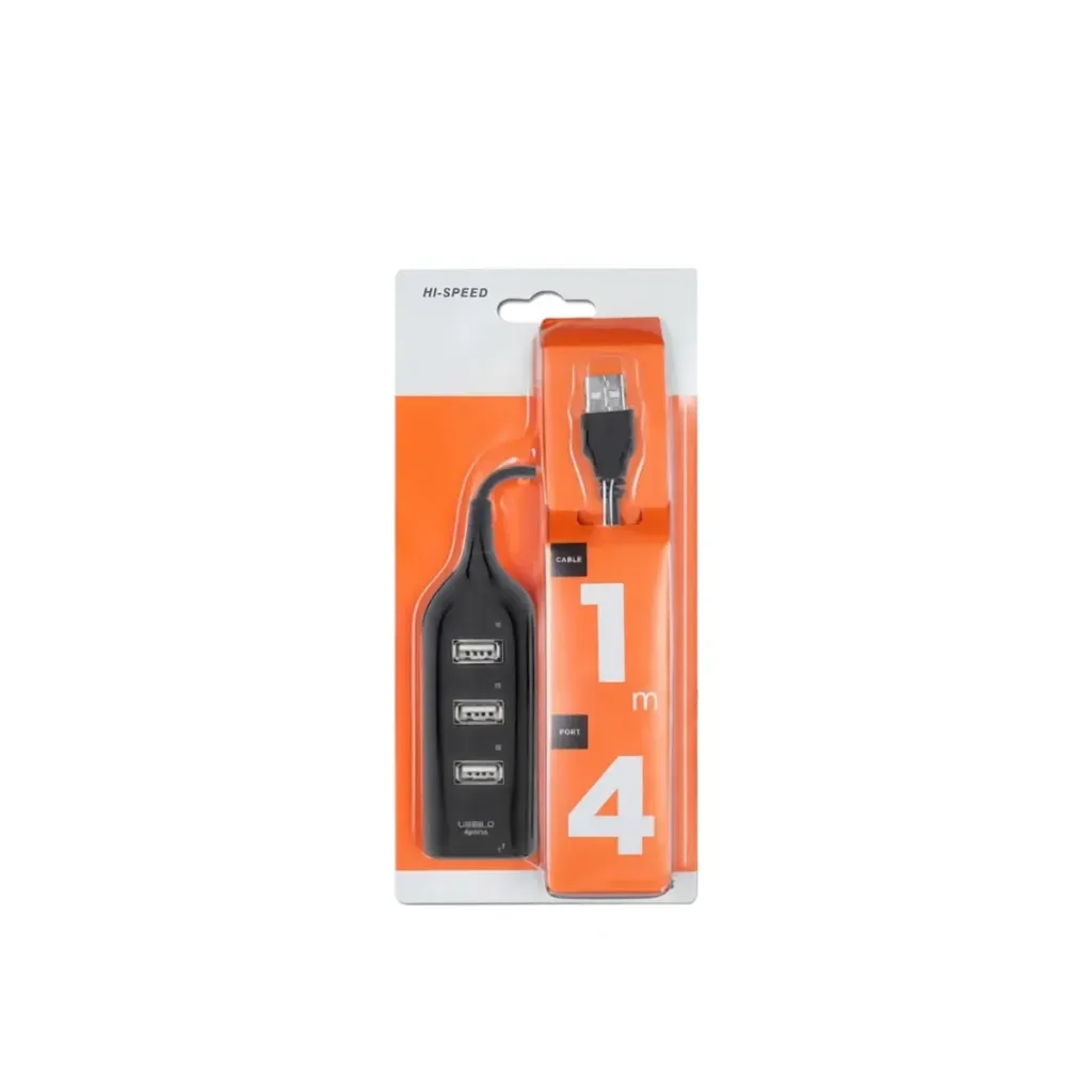 REGLETA MULTIPUERTO USB HUB 4 USB NARANJA