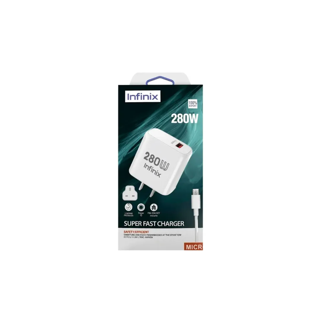 CARGADOR INFINIX MICRO 280W SUPER FAST CHARGER CAJA PEQUEÑA