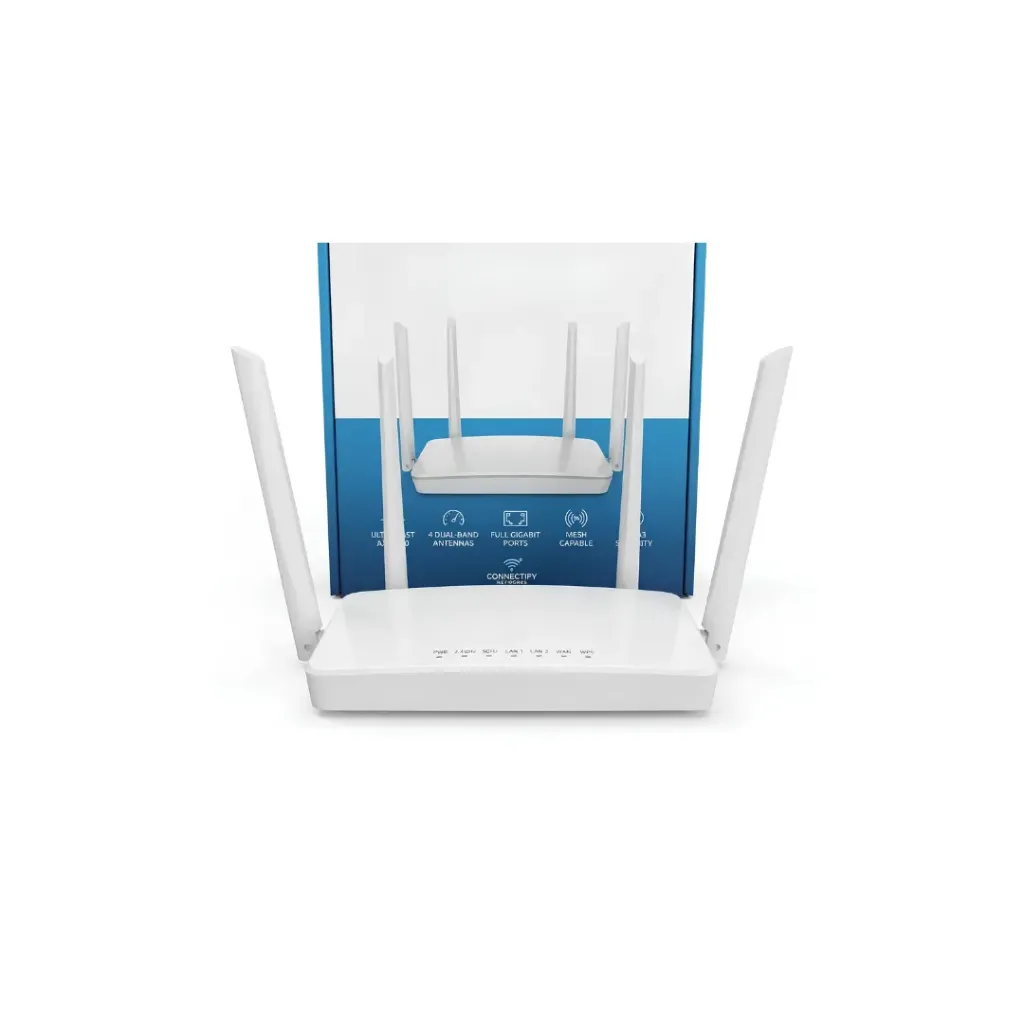 ROUTER DOBLE BANDA AC1200 2 ANTENAS CAJA AZUL