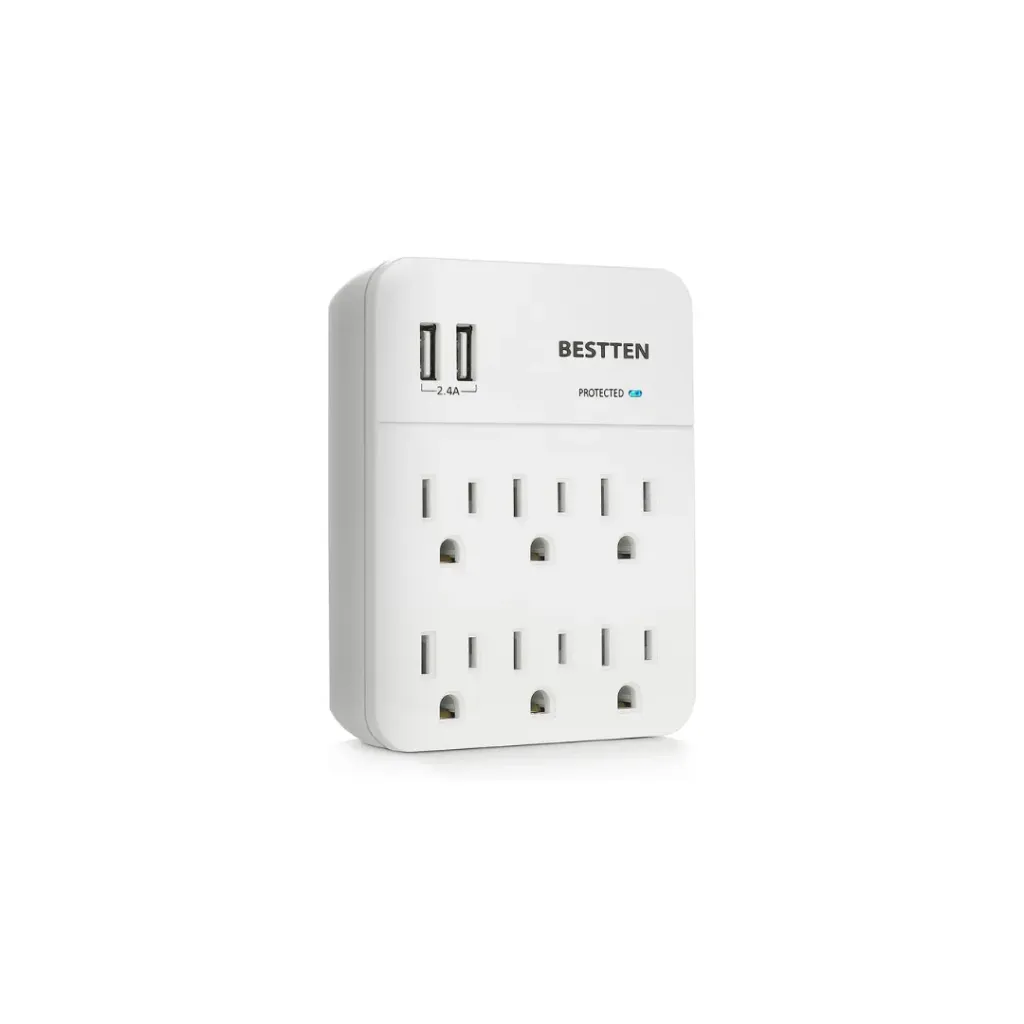 PROTECTOR DE VOLTAJE 6 TOMAS 2 USB 2.4 AMP BESTTEN 9YEW