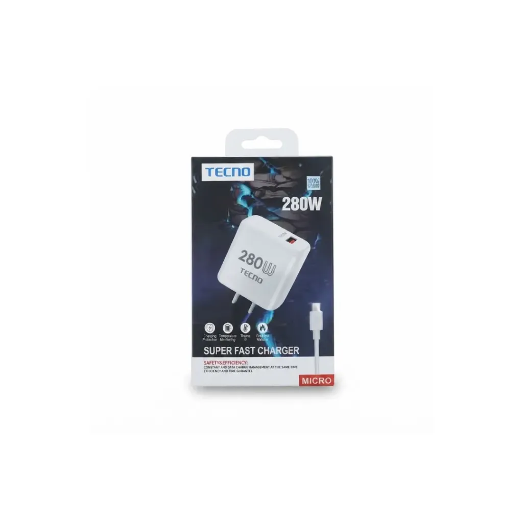 CARGADOR TECNO MICRO 280W SUPER FAST CHARGER CAJA PEQUEÑA