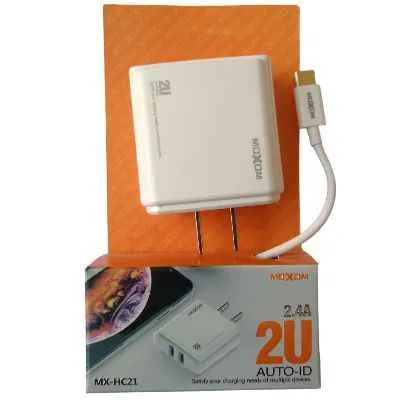 CARGADOR MOXOM TIPO C 2.4AMP DOBLE P MXHC21