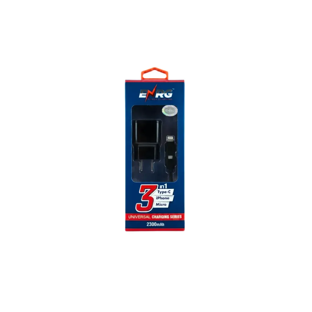 CARGADOR ENERG 2.3 AMP 3 EN 1 LIGHTNING MICRO TIPO C