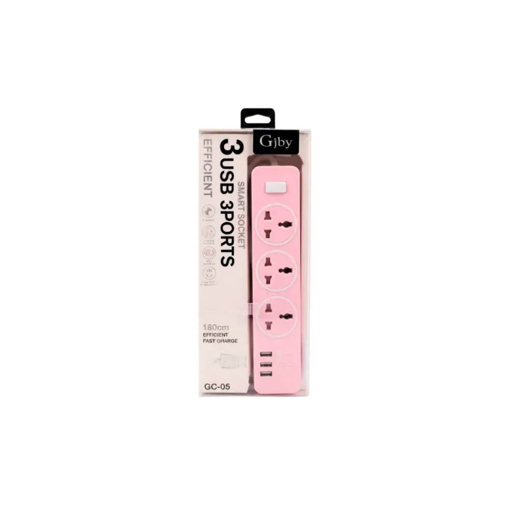 REGLETA MULTIPUERTO 3 ENCHUFES 3 PUERTOS USB GC05 GJBY