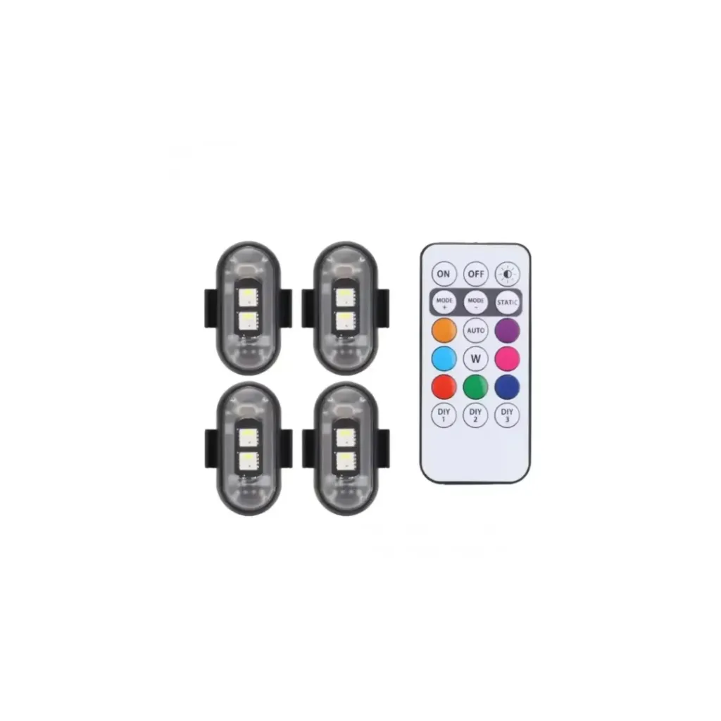 LUZ DE ADVERTENCIA LED X4 PZS CON CONTROL PARA MOTO CARRO BICICLETA