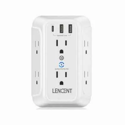 [2795] PROTECTOR DE VOLTAJE LENCENT 6 ENCHUFES 3 USB KTPZ
