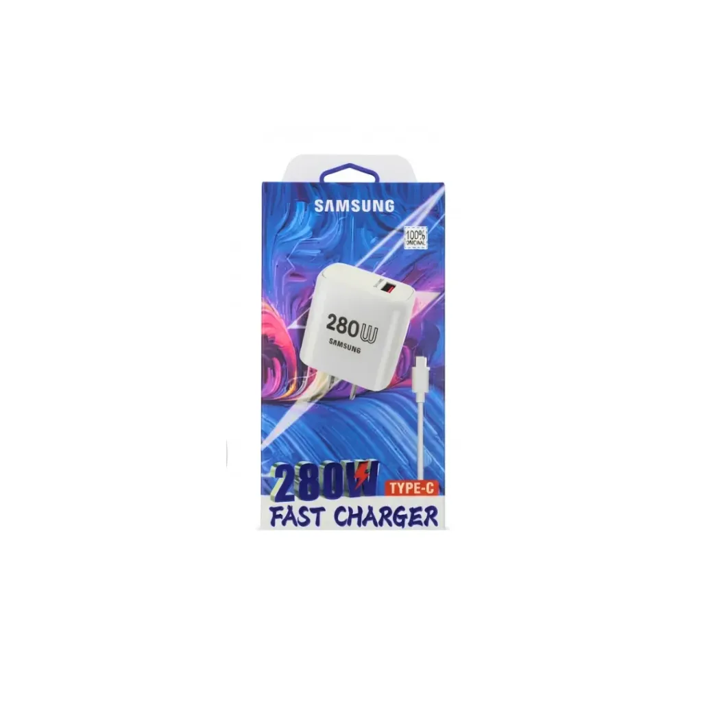 CARGADOR SAMSUNG TIPO C 280W SUPER FAST CHARGER CAJA PEQUEÑA
