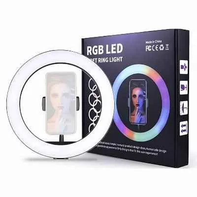ARO DE LUZ SELFIE RGB 33CM MJ33 13 PULGADAS