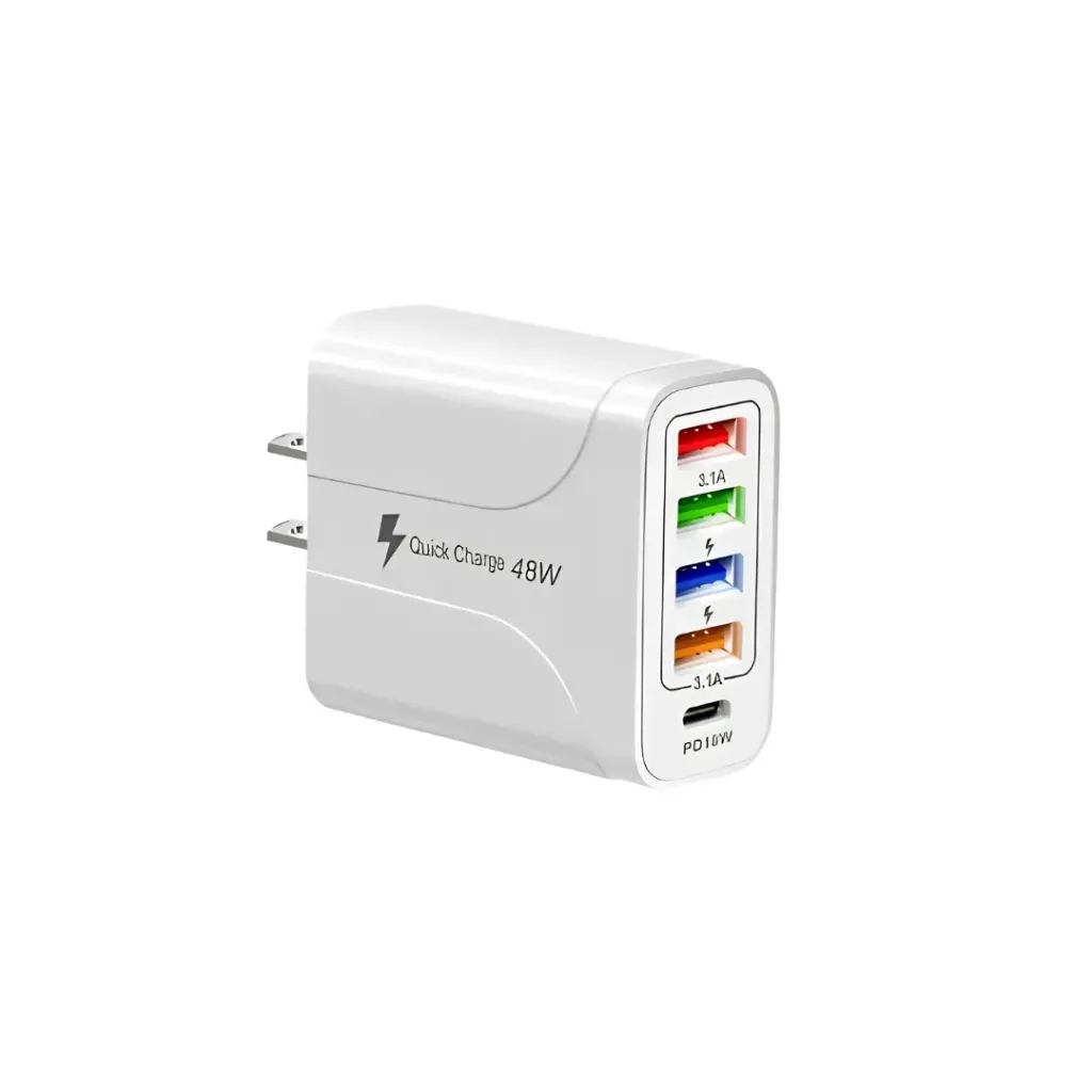 TACO DE CARGA 48W 3.1 AMP 4 USB 1 TIPO C