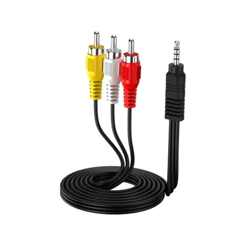 [3283] CABLE PLUG AUXILIAR A RCA 3X1 3.1 AUDIO Y VIDEO 3 METROS