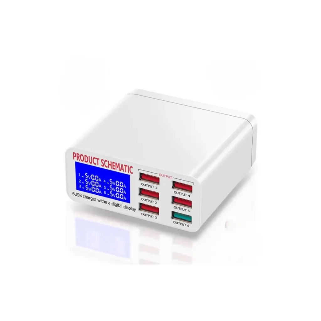 ESTACION DE CARGA YAXUN YX896 ICHARGE 6 USB CON PANTALLA