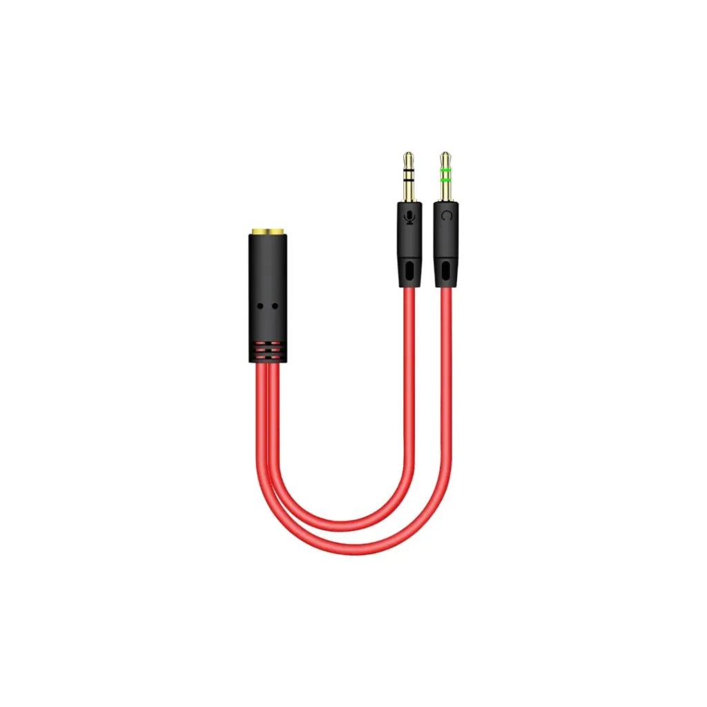 CABLE AUXILIAR DIVISOR DE AUDIO AUDIFONO PC  2X1 MACHO