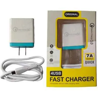 CARGADOR MICRO 4 PUERTOS QUICK CHARGE 3.0