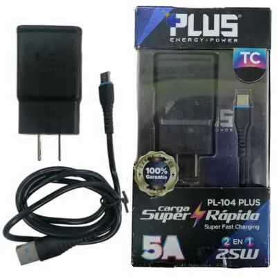 CARGADOR + PLUS TIPO C 5 AMP. 2 EN 1 PL104