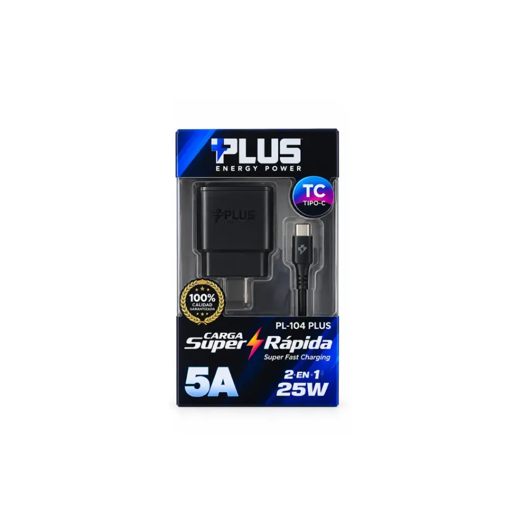 CARGADOR TIPO C 5 AMP +PLUS 2 EN 1 PL104