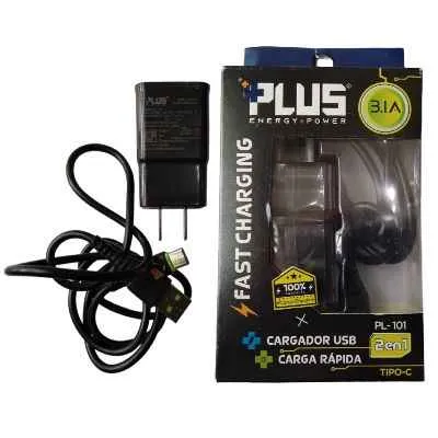 [2768] CARGADOR + PLUS TIPO C 3.1AMP 2 EN 1
