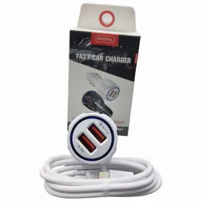 CARGADOR CARRO TIPO C 2 USB 3AMP