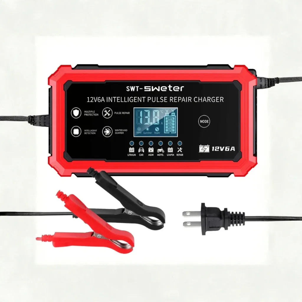 CARGADOR DE BATERIA PARA CARRO Y MOTO 12V 6A SWETER SWT-3610 CON LCD